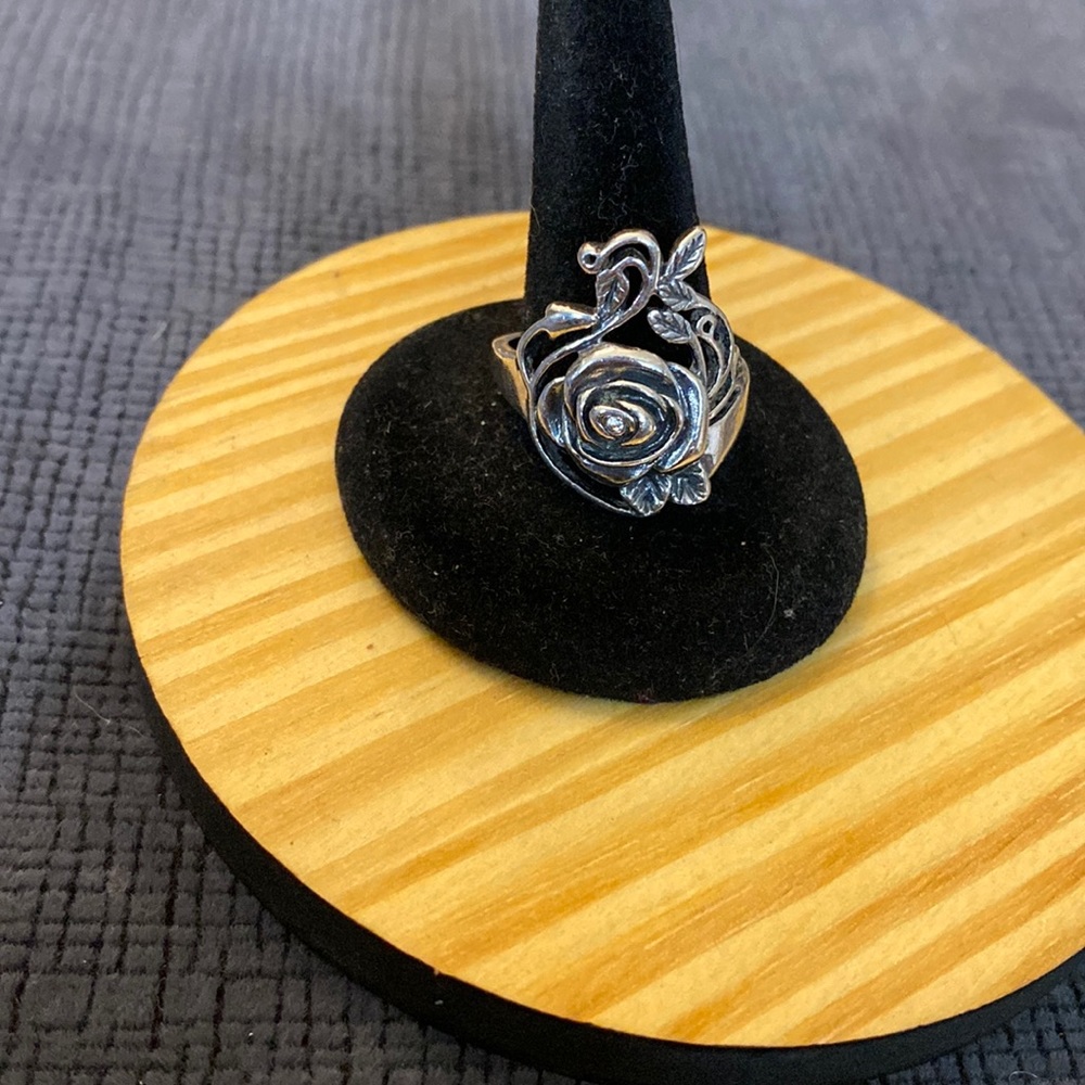 Sterling Silver Rose with a CZ center